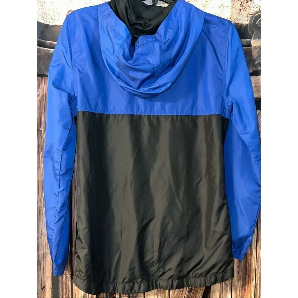 Umbro Hooded Windbreaker Track Jacket Lined Blue youth boys Size XL 16 18